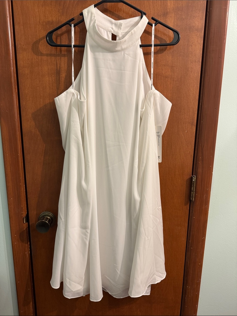 Ivory Cold-Shoulder Halter Mini Dress